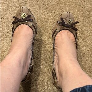 Coach Brown Women's Wedges with Bow Detail